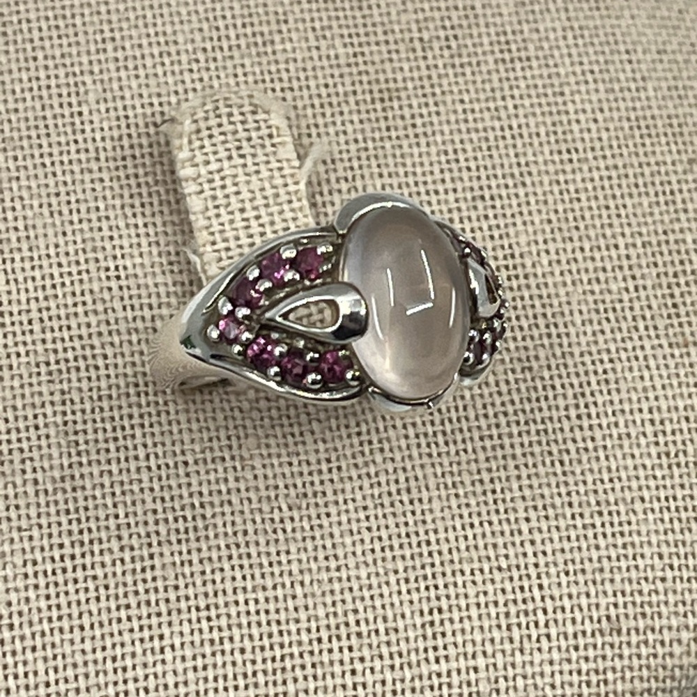 Vintage Sterling Silver Moonstone & Purple Gemstone Ring - Size 7 - Picture 3 of 17